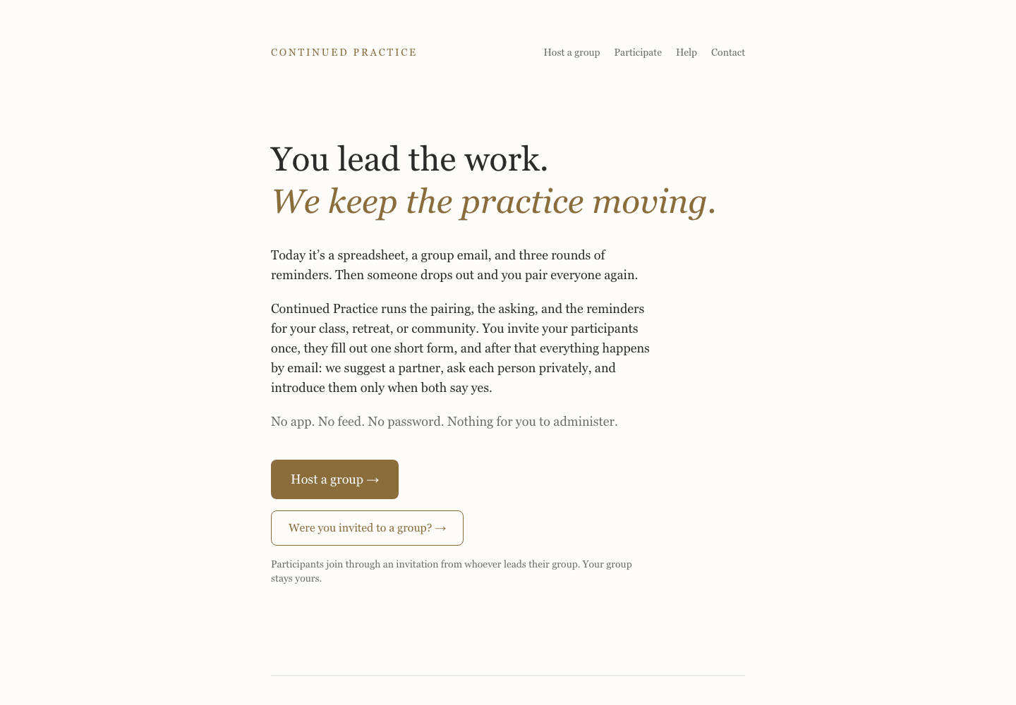 Continued Practice’s public website introduces consent-first practice partnerships